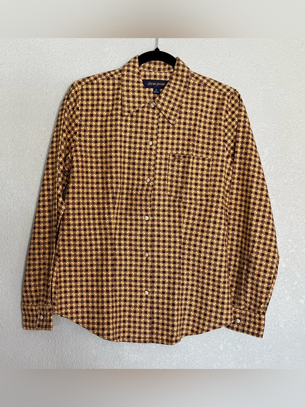 Vintage GUESS Womens Long Sleeve Button Up Floral Print Plaid Shirt Size Medium